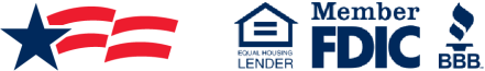 This includes the icon for First Freedom Bank and logos for Equal Housing Lender, Member FDIC, and Better Business Bureau. 