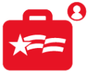 Icon is red briefcase with First Freedom stars and stripes logo with person icon next to it used for decorative purposes.